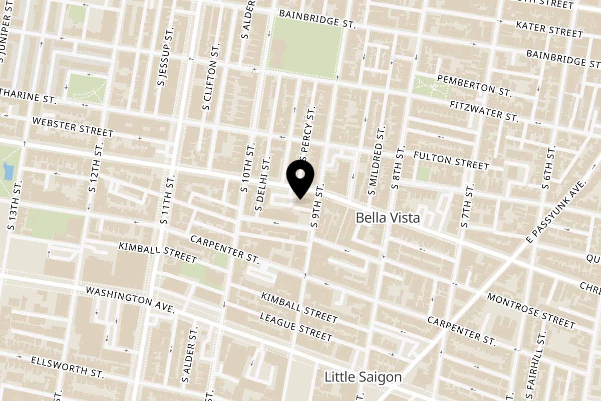 Map showing the location of Pho Skyline on 910 Christian St in Philadelphia